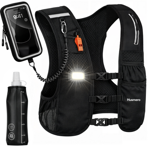 Husmero hardloopvest met reflecterende strepen en LED-verlichting