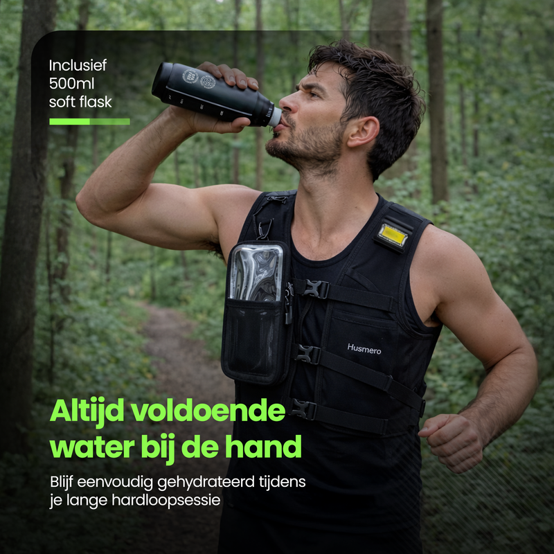 Husmero hardloopvest detail – lichtgewicht en ademend materiaal