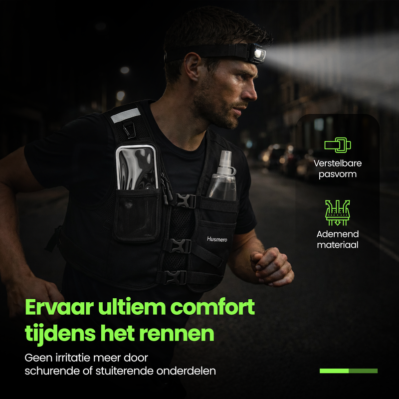 Husmero hardloopvest 360° reflecterende strepen voor veiligheid